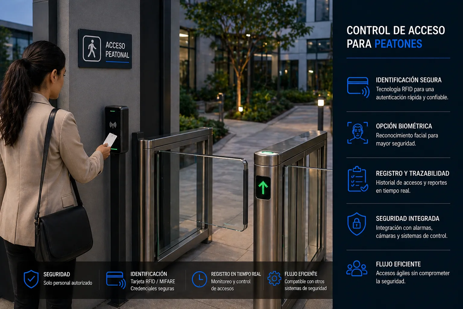 Control de acceso peatonal con flujo de personal