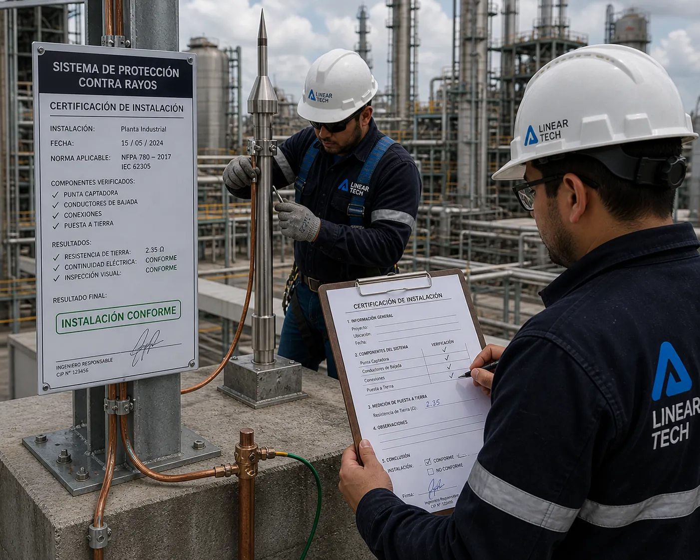 Certificación de instalación de sistema de protección contra rayos